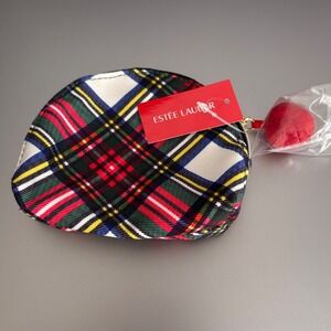 Estee Lauder Plaid Small Cosmetic Bag Pouch Makeup Organizer Coin Purse